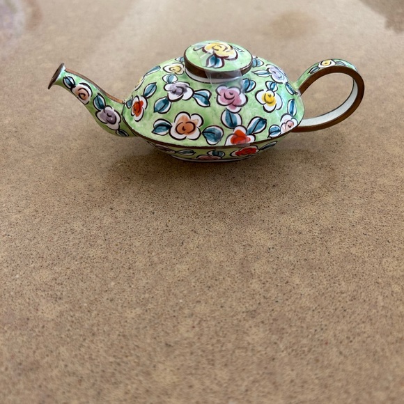 Vintage 1999 Kelton Chen Handmade Enameling Miniature Teapot #21 - Picture 4 of 4